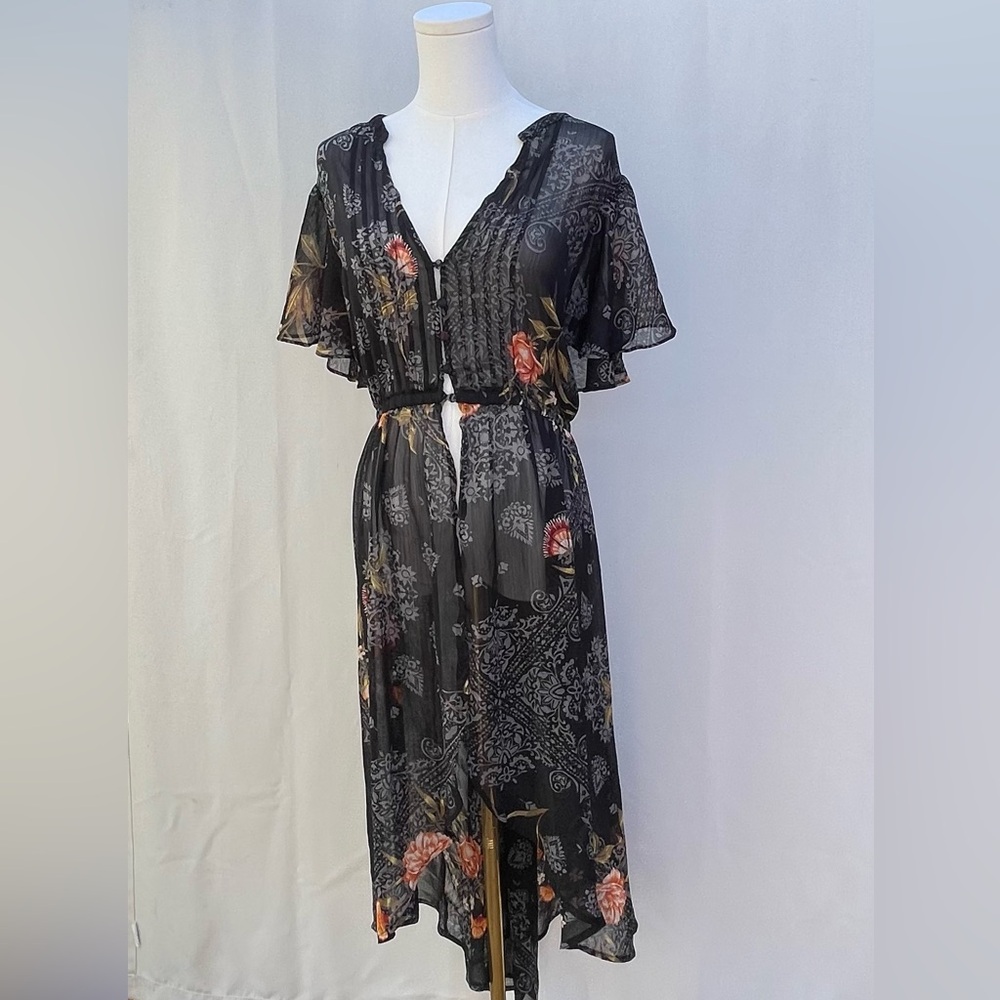 Torrid Size 3 Sheer High Low Boho Floral Midi Dress‎